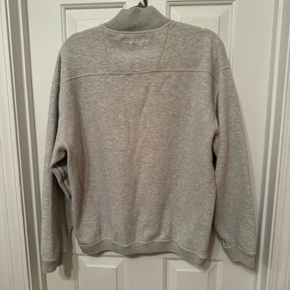 TOMMY BAHAMA RELAX ARUBA 1/4 ZIP REVERSIBLE SWEATSHIRT SZ L / BEIGE/GRAY